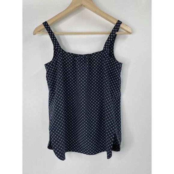 Lands End Navy Blue White Geometric Print Sleeveless Pull Over Tank Size 2P - Picture 2 of 8